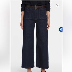 Le Pixie Slim Palazzo Patch Pocket High Waist Wide Leg Jeans in Rinse